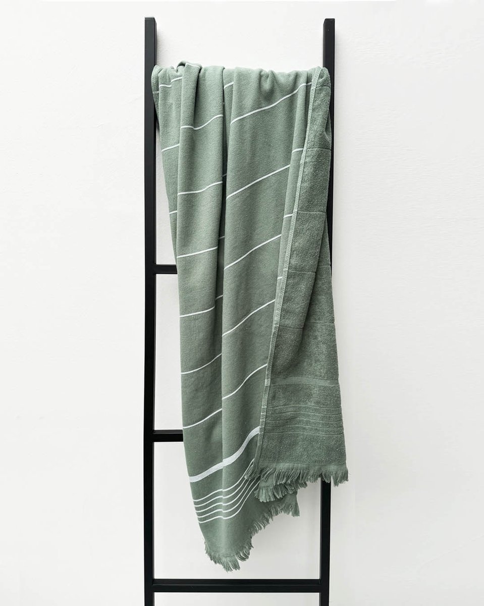 HOOMstyle Hamamdoek - badstof - strandlaken - hamamdoek xxl - 90x170cm - handdoek - 100% katoen - groen