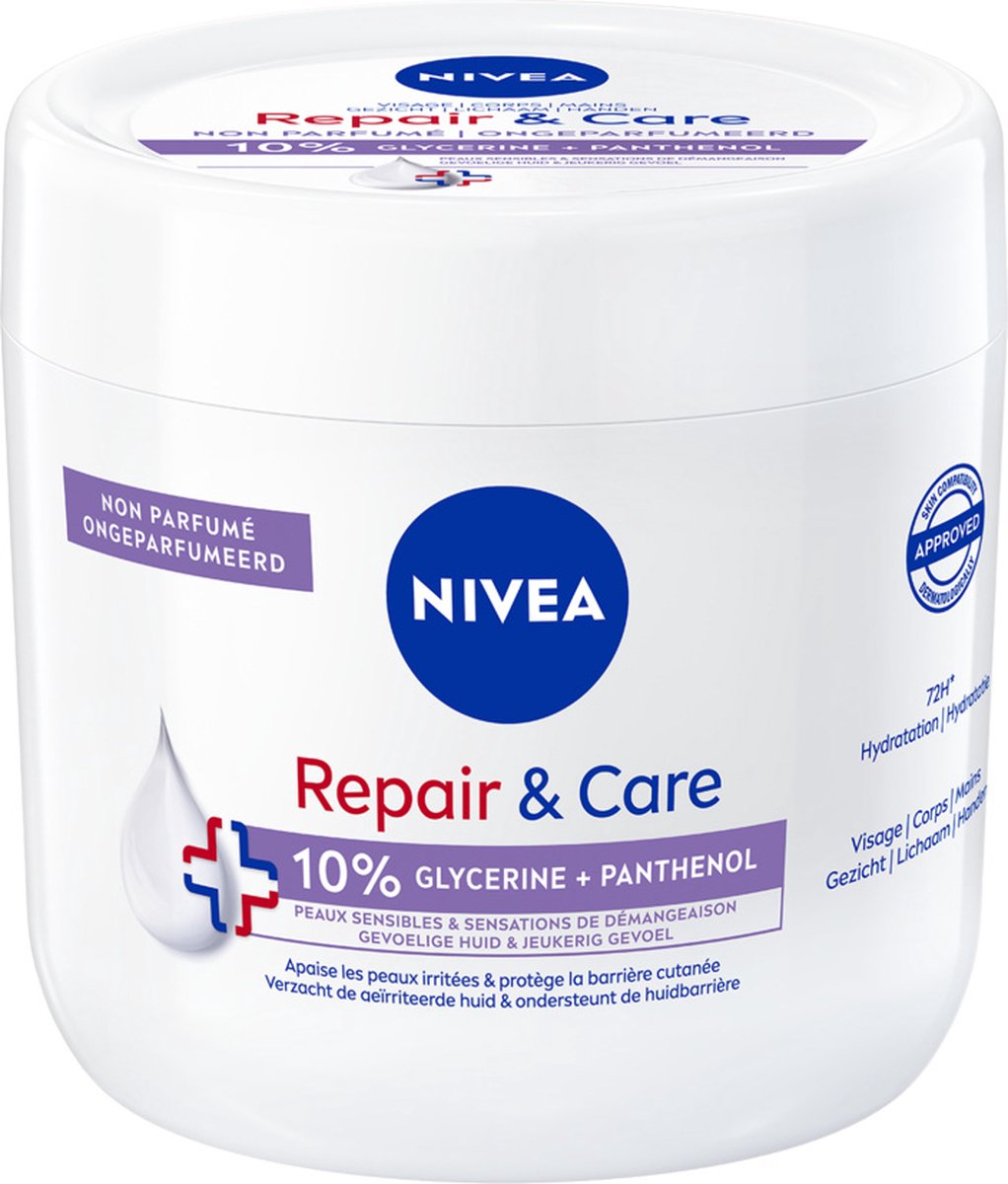 Goedkoopste NIVEA Repair & Care Sensitive Bodycrème - 10 Glycerine Panthenol - Barrière Crème voor Gevoelige en Jeukerige Huid - 400 ml