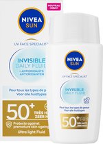 NIVEA SUN UV Face Invisible Daily Fluid Ultralichte Zonnebrand Gezicht - SPF 50+ - Zonnebrandcrème - Trekt Snel In - 40ml