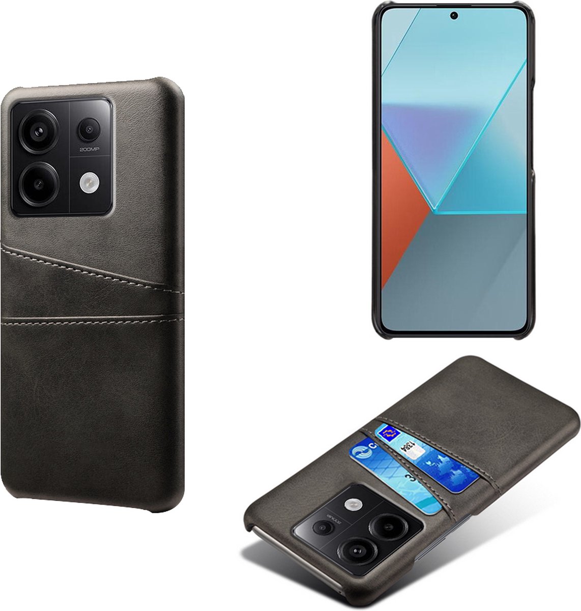 Backcover met Opbergvakjes + PMMA Screenprotector voor Xiaomi Redmi Note 13 Pro 5G / Xiaomi Poco X6 _ Zwart