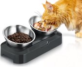 kattenbak 15° kantelbare nek beschermbak roestvrij staal food grade machine wasbaar antislip siliconen basis voor huisdieren, katten en puppy's