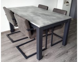 Eettafel Milaan - Betonlook / Zwart Onderstel - 90 x 140 cm