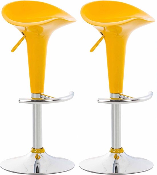 CLP Saddle Set van 2 barkrukken - Verstelbaar - Voetsteun - Kunststof - geel
