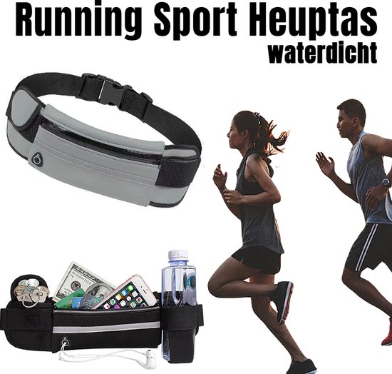 Lagloss® Running Sport Taille Tas Riem Heuptas Running Belt voor Mannen en Vrouwen - Waterdicht Verstelbaar Sport Bodypack - 70 cm - GRIJS