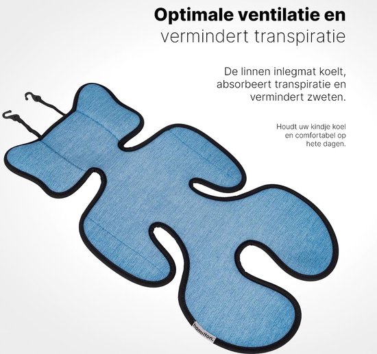 Hamilton by Yoop Inlegkussen voor Buggy - Ademend Zitkussen Wandelwagen - Inlegmat tegen Zweten en Beschermd tegen Vlekken - Wasbaar Inzetstuk Kinderwagen - Marineblauw van Hamilton — afbeelding 3