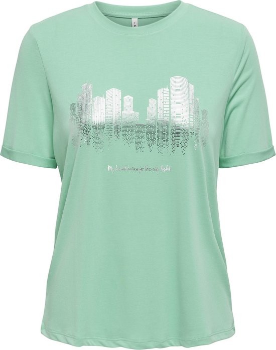 Only T-shirt Onlfree Life Reg S/s City Top Box J 15324129 Spearmint/skyline Dames Maat - S