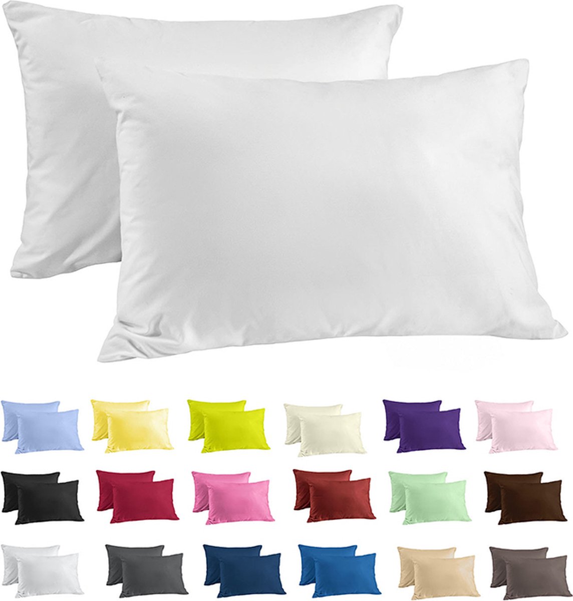Zavelo Katoen Kussenslopen Deluxe Wit - 60 x 70 cm - set van 2 - 100% Katoen - Hoogwaardige Hotelkwaliteit