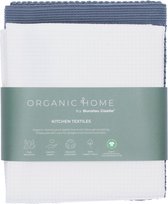 Organic Home Luxe set Theedoek Tundra White + Keukendoek Forest Grey GOTS van 65 x 65 cm , Handdoek van 100% biologisch katoen
