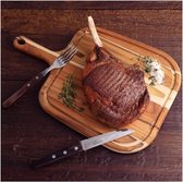 Steakbestek , 4-delig, met 2 steakmessen en 2 steakvorken, roestvrij staal, echt houten handvat, FSC