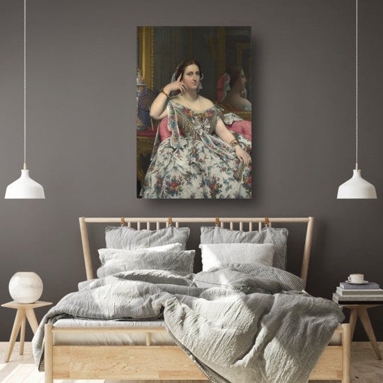 Madame Moitessier - Décoration murale Jean-Auguste-Dominique Ingres - Tableaux Femme - Peintures toile Portrait - Tableau Vintage - Tableaux toile salon - Décoration chambre 75x100 cm