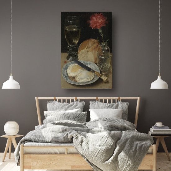 Nature morte aux œufs au plat - Décoration murale Georg Flegel - Décoration murale alimentaire - Peinture sur toile Maîtres anciens - Décoration murale champêtre - Peintures sur toile - Oeuvre 75x100 cm