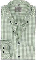 OLYMP comfort fit overhemd - popeline - wit met groen en blauw geruit - Strijkvrij - Boordmaat: 43