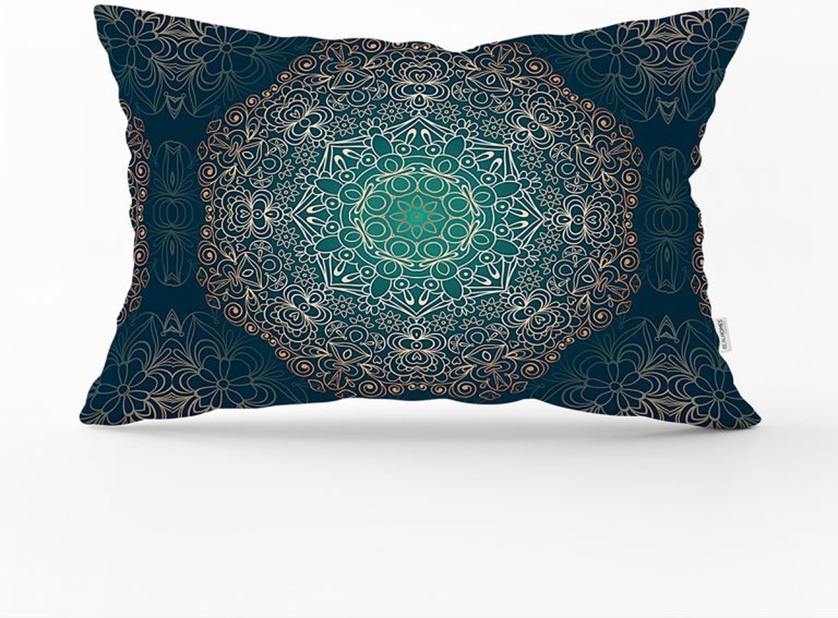 De Groen Home HARMONIE Sierkussen Velvet - 30x50 - Gold mandala - Inclusief binnenkussen - Fluweel