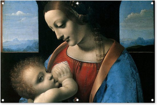 Tuinposter - Tuindoek - Tuinposters buiten - The virgin Mary - Leonardo da Vinci - 120x80 cm - Tuin