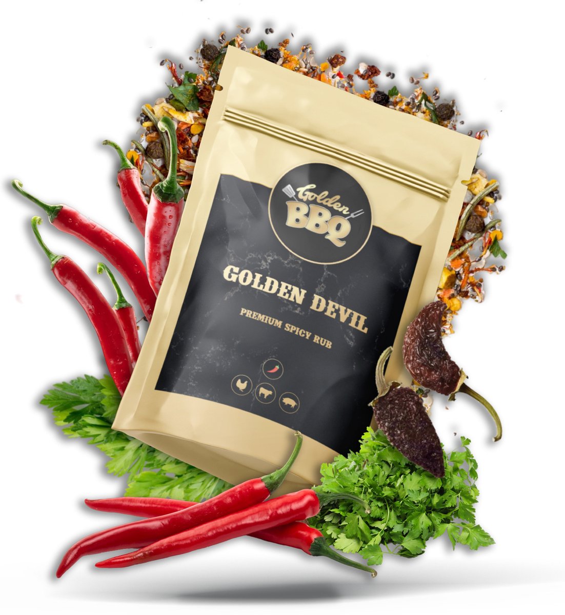 Goedkoopste Golden BBQ - Golden Devil - BBQ Rub - Kruidenmix - Pittige kruiden - 200 gram