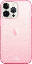 xoxo Wildhearts siliconen glitter hoesje - Sparkle Away Pink - Geschikt voor iPhone 14 Pro Max - Shockproof case met glitters - Roze