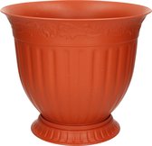 Hega Hagor terracotta plantenpot/bloempot Grecia 30 x 34 cm met schaal kunststof