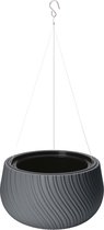 Form-Plastic - Hangpot - Hangende Bloempot Plantenpot met inzet - Moderne pot - 29,3x20cm - Antraciet - Voor binnen en buiten