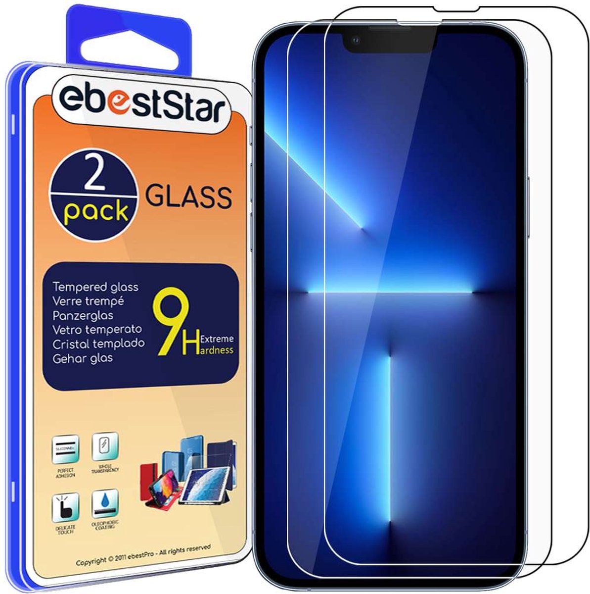 ebestStar - {2 Stuks} Gehard glas geschikt voor iPhone 13 Pro Max Apple, Screen Protector Cover, Schermbeschermer Tempered Glass