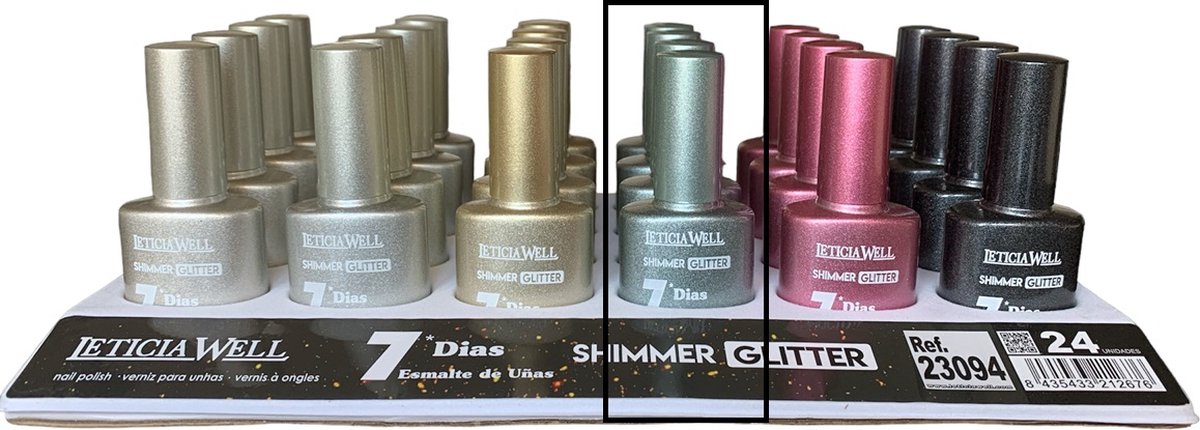 Goedkoopste Leticia Well - Dekkende Shimmer Glitter Nagellak - Grijs met glitters - 1 flesje met 13 ml inhoud - Nummer 24