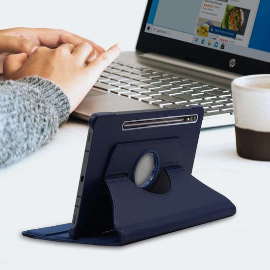 ebestStar - Coque compatible avec Samsung Galaxy Tab S7+ SM-T970, Etui Rotatif 360, Housse Protection PU Cuir, Bleu Foncé + Verre Trempé