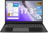 SGIN Laptop 17 inch, 8 GB RAM 512 GB SSD Notebook, Celeron Dual-Core, tot 2,8-GHz, HD, 2.4/5.0g WiFi Bluetooth4.2, uitbreidbaar Geheugen 512 GB tf