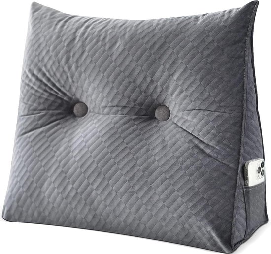 Klein ondersteunend wigkussen voor hoofdeinde - Grijs - Met afneembare hoes - 60 x 198 x 497 cm wedge pillow