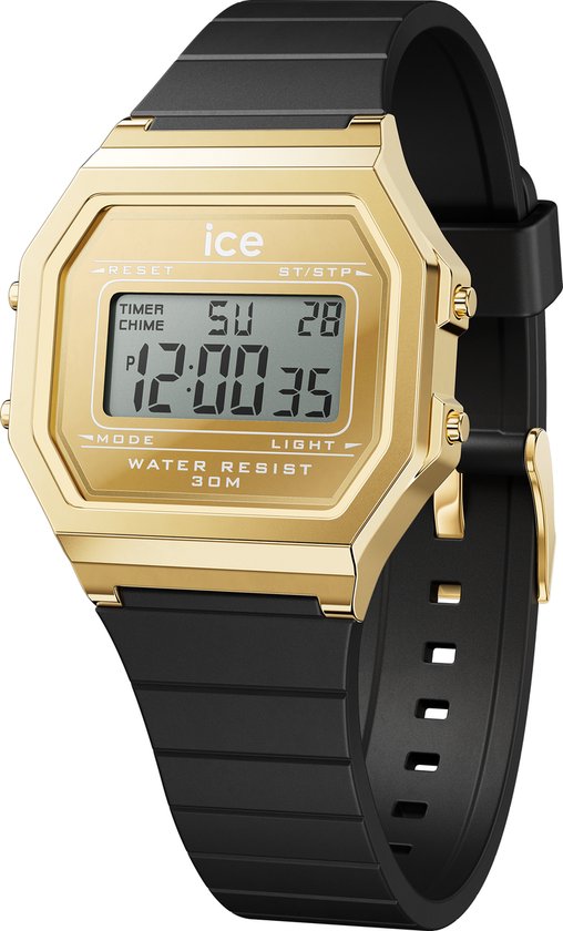 Ice Watch ICE digit retro - Metal gold mirror - Black 022731 Horloge - Siliconen - Zwart - Ø 33 mm