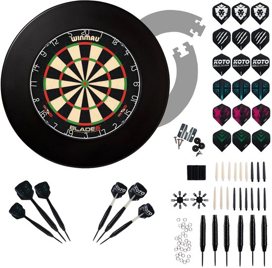 KOTO - Dartset Winmau Blade 6 Dartbord - Density-Control - KOTO Surround -23 Gram Darts (6x100 Micron Flights) & 90X Accessoires van Merkloos — afbeelding 2