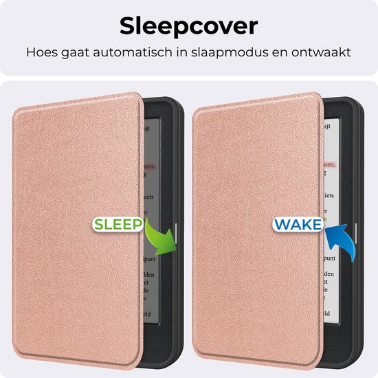 Hoesje Geschikt voor Kobo Clara Colour Hoesje Luxe Bescherm Case Met Screenprotector - Hoes Geschikt voor Kobo Clara Colour Hoes Book Cover - Rosé Goud van Hoesje  — afbeelding 2