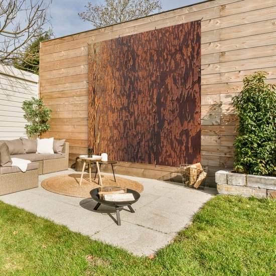 Poster Jardin Rouille - Marron - Oranje - Métal - Motif - Structure - 200x200 cm - Toile jardin - Poster extérieur