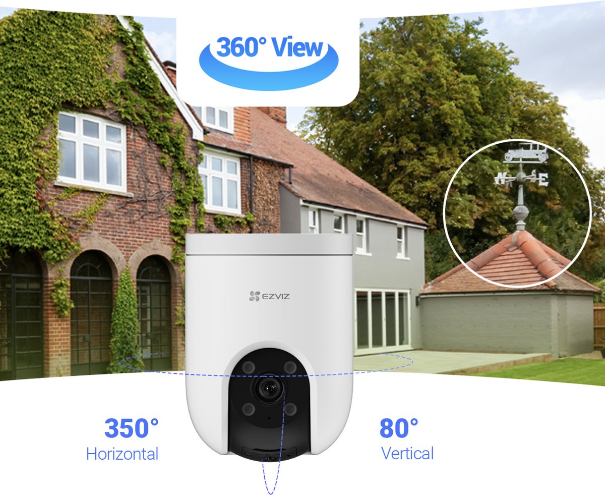 Afbeelding 2 van Ezviz H8C - Power Over Ethernet - 2K - 360° - 3MP - Kleur Nachtzicht - MicroSD Card - Wit