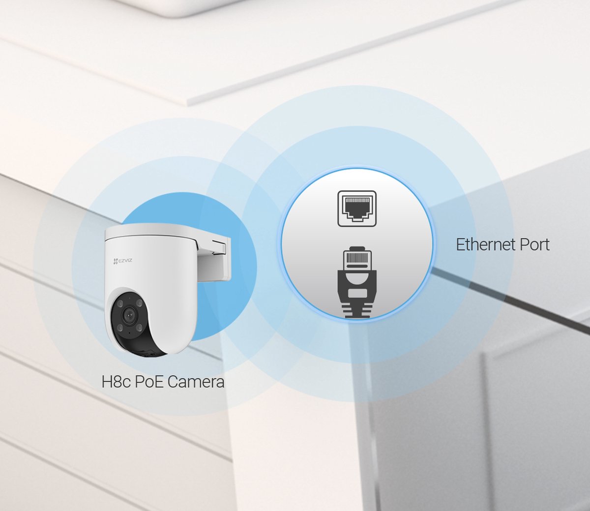 Afbeelding 3 van Ezviz H8C - Power Over Ethernet - 2K - 360° - 3MP - Kleur Nachtzicht - MicroSD Card - Wit