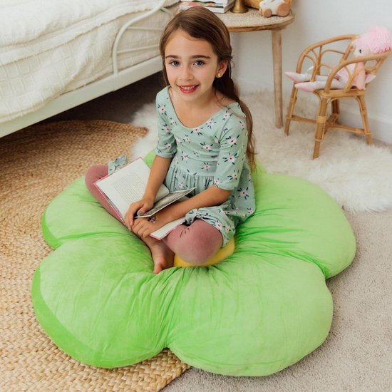 Foto: Daisy lounge bloemkussen extra groot 80 cm gezellig en stijlvol vloerkussen perfecte zitoplossing voor tieners en kinderen machinewasbaar esthetisch decor pluche microvezel floor pillow