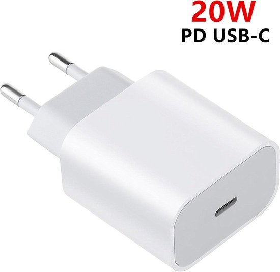 Snellader Geschikt voor Iphone 20W USB-C oplader - Snellader iPhone - Wit