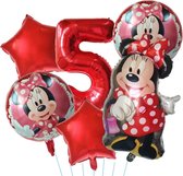 Minnie Mouse Ballonnen Set - Leeftijd: 5 Jaar - Roze Ballonnen - Kinderverjaardag - Feestversiering - Verjaardag Versiering - Mickey & Minnie Mouse - Disney Kinderfeestje - Feestpakket - Roze Verjaardag Ballonnen - Minnie Mouse Ballonnen - Jomazo