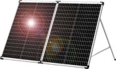 DOKIO Ensemble Complet de Panneaux solaires - Panneau Solaire Pliable - Alimente Plusieurs Appareils Simultanément - Panneaux solaires avec Prise - Flexible + Panneau Solaire Pliable - 100W - Étanche - Zwart