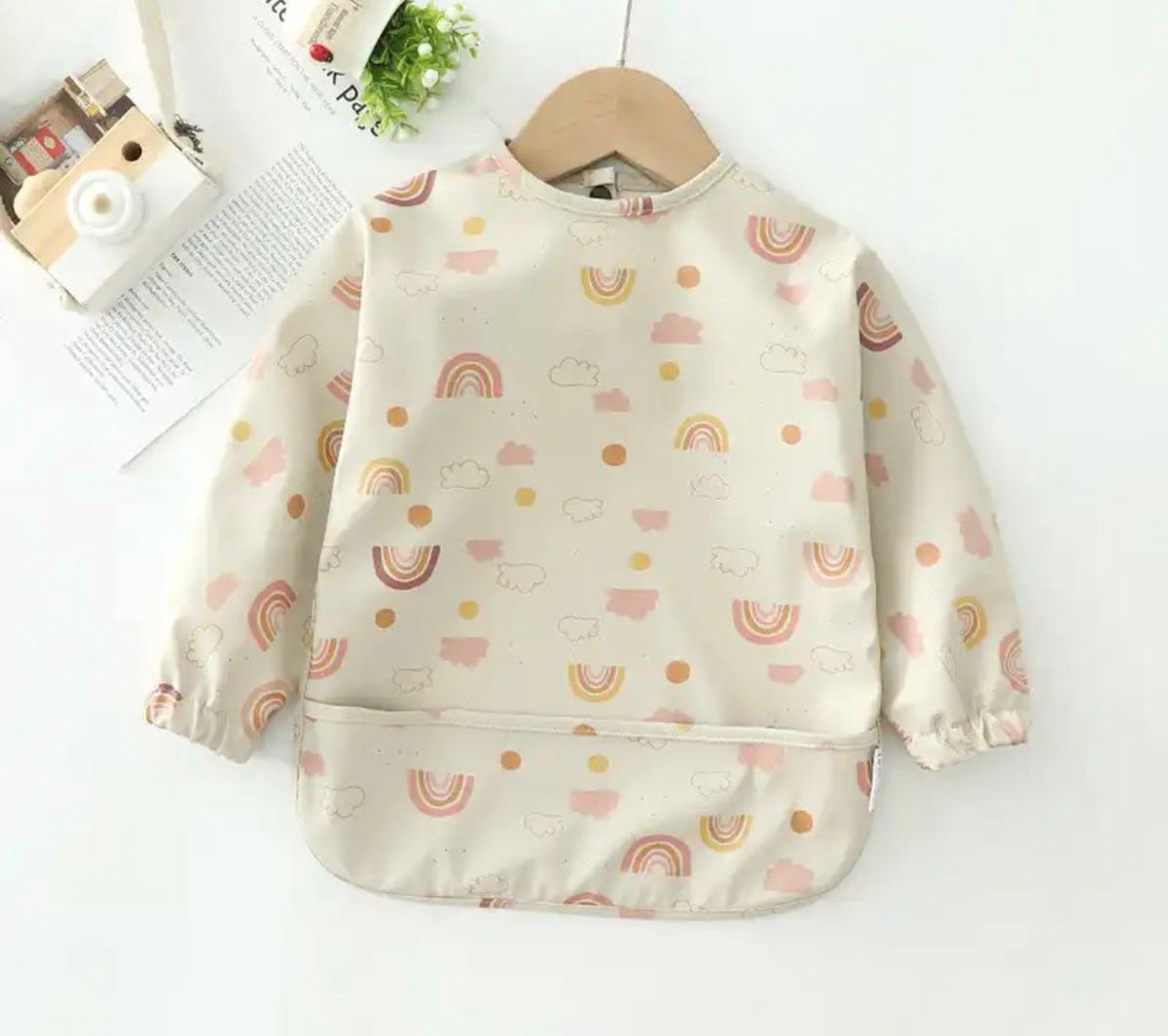 Goedkoopste kliederschort - Slabbetje met mouwen Lente - zomer slab - regenboog - Baby peuter slabber - wasbaar - herbruikbare slabber - eten zonder te smeren - slabbetje voor meisjes - slabber voor kleine kinderen