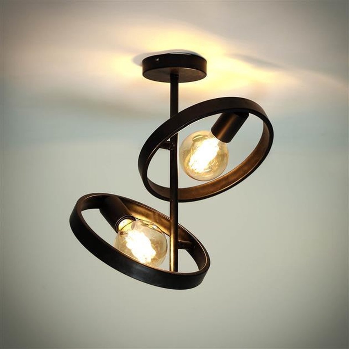Giga Meubel Plafondlamp Hover - Zwart Metaal - 2-Lichts - 26x42x37cm