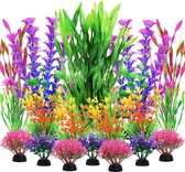 Pakket met 20 kleurrijke kunstplanten, aquariumdecoratie, terrariumplantdecoratie, voor aquaria, visaquariumdecoratieplant