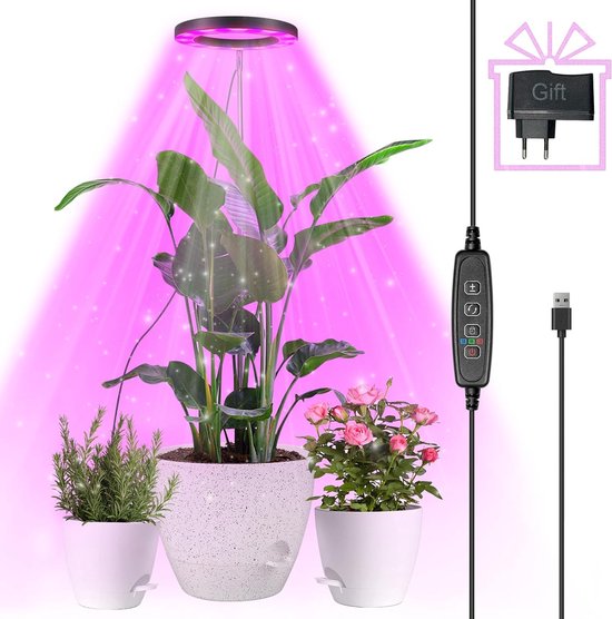 FECiDA Clip Groeilamp 18W, 2000 Lumen, Volledig Spectrum, Met Timer (4/8/12 Uur), 360° Verstelbare Hals – Voor Binnenplanten, Bonsai En Potplanten
