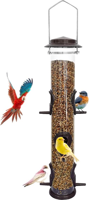 Mangeoire à Oiseaux Suspendue - Plastique Noir 32cm Pour Graines