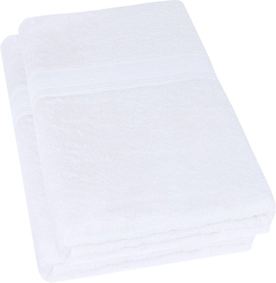 Saunahanddoeken set 2-pack Wit - 80x200cm 100% katoen zacht - voor sauna, spa, wellness, fitness handdoek