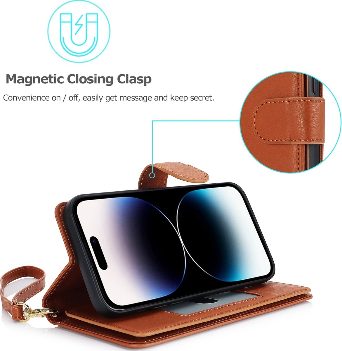 Mobigear Telefoonhoesje geschikt voor Apple iPhone 15 Plus Hoesje | Mobigear Wallet Bookcase Portemonnee | Pasjeshouder voor 7 Pasjes | Telefoonhoesje voor Pinpas / OV Kaart / Rijbewijs - Bruin