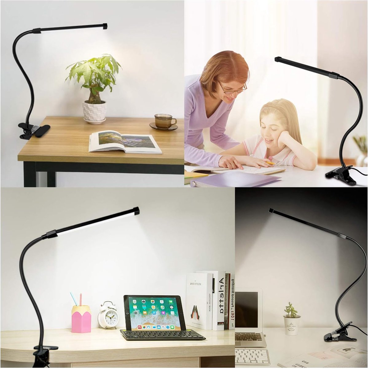 Led-bureaulamp, bureaulamp - Oogbeschermende LED Lamp - Bespaar ruimte