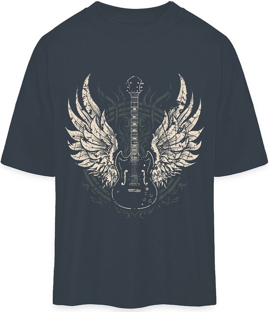 T Shirt Heren Dames - Rock Gitaar - Grijs - L