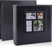 Insteekalbum 10 x 15 cm, 500 foto's, vintage stijl, leer, groot, voor bruiloft, familie, zwarte pagina's, voor het invoegen van 500 foto's, zwart.