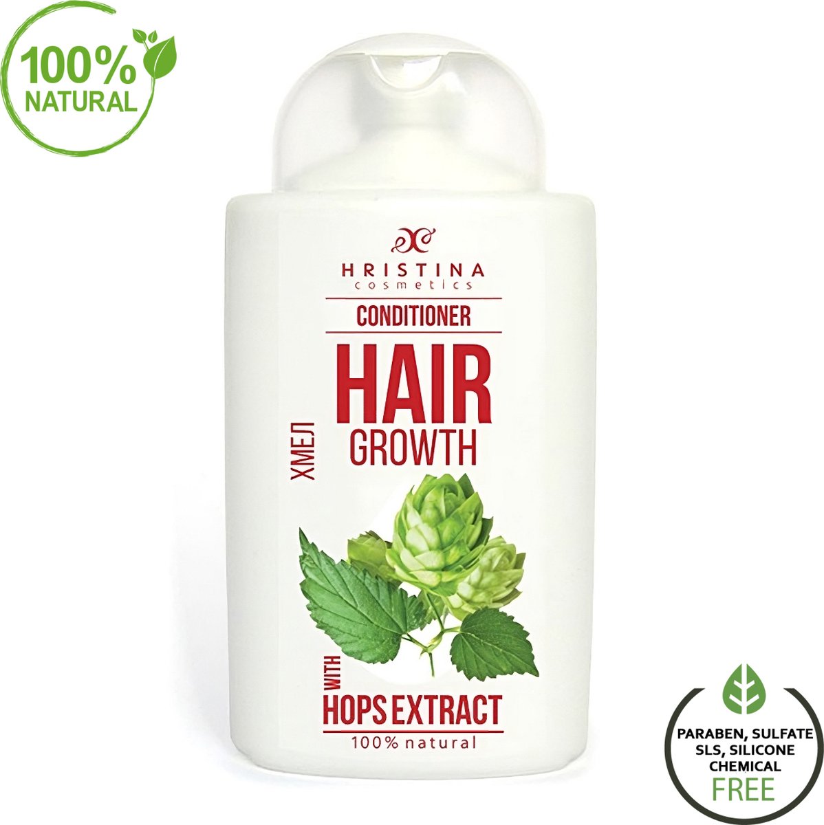 Hristina Haar Conditioner met Hops Extract voor Optimaal Haargroei en Versterking met Natuurlijke Ingrediënten - 200 ml