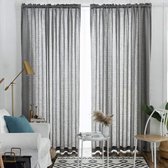 Gordijnen grijs transparant linnen look voile gordijnen voor woonkamer slaapkamer set van 2 225x140cm