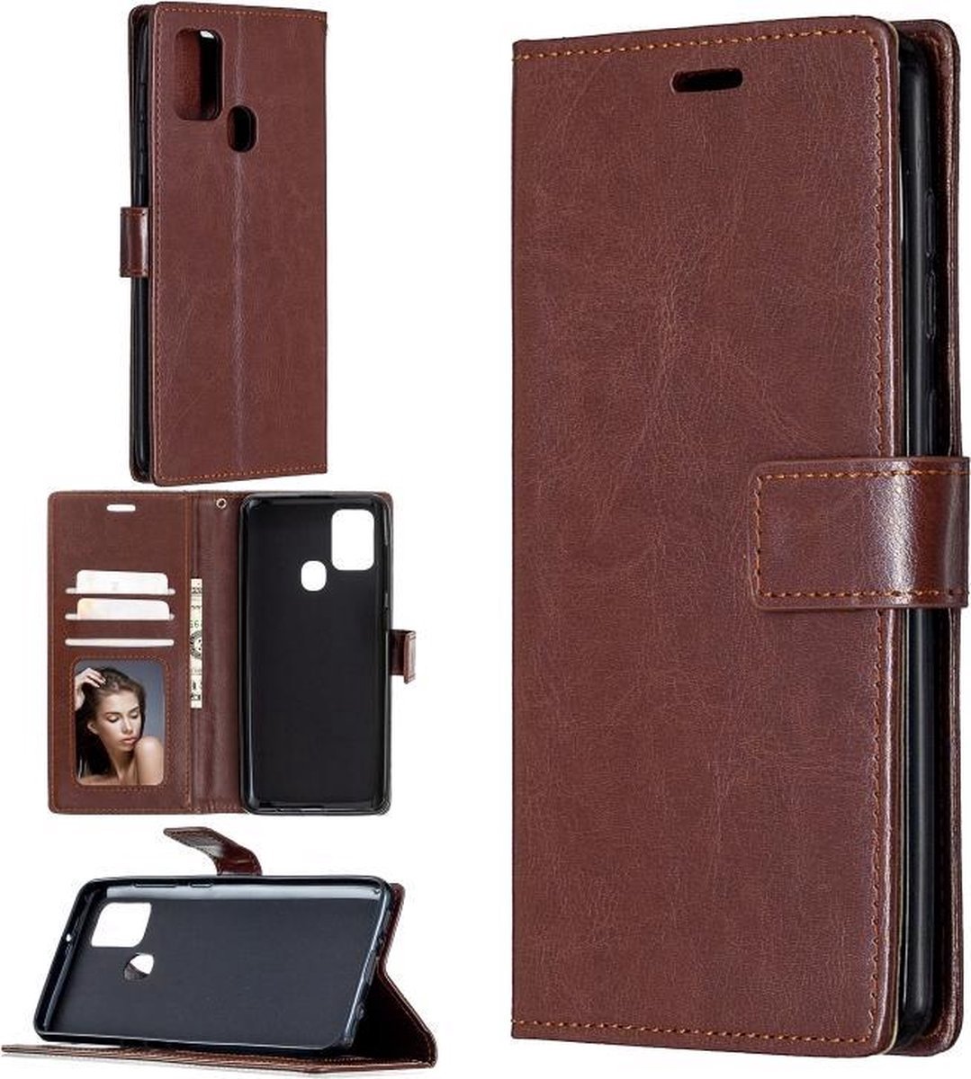 Bookcase Geschikt voor: Samsung Galaxy M31S - Lichtbruin - portemonnee hoesje